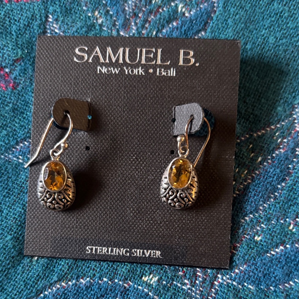 Samuel B. Sterling Silver Earrings with Citrine Gemstone